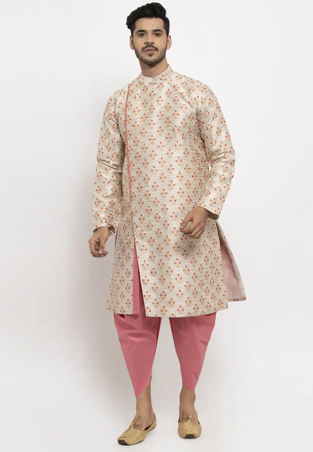 Beige Banarasi Readymade Indo Western Dhoti Kurta 205770