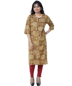 Brown Rayon Readymade Printed Tunic 209175
