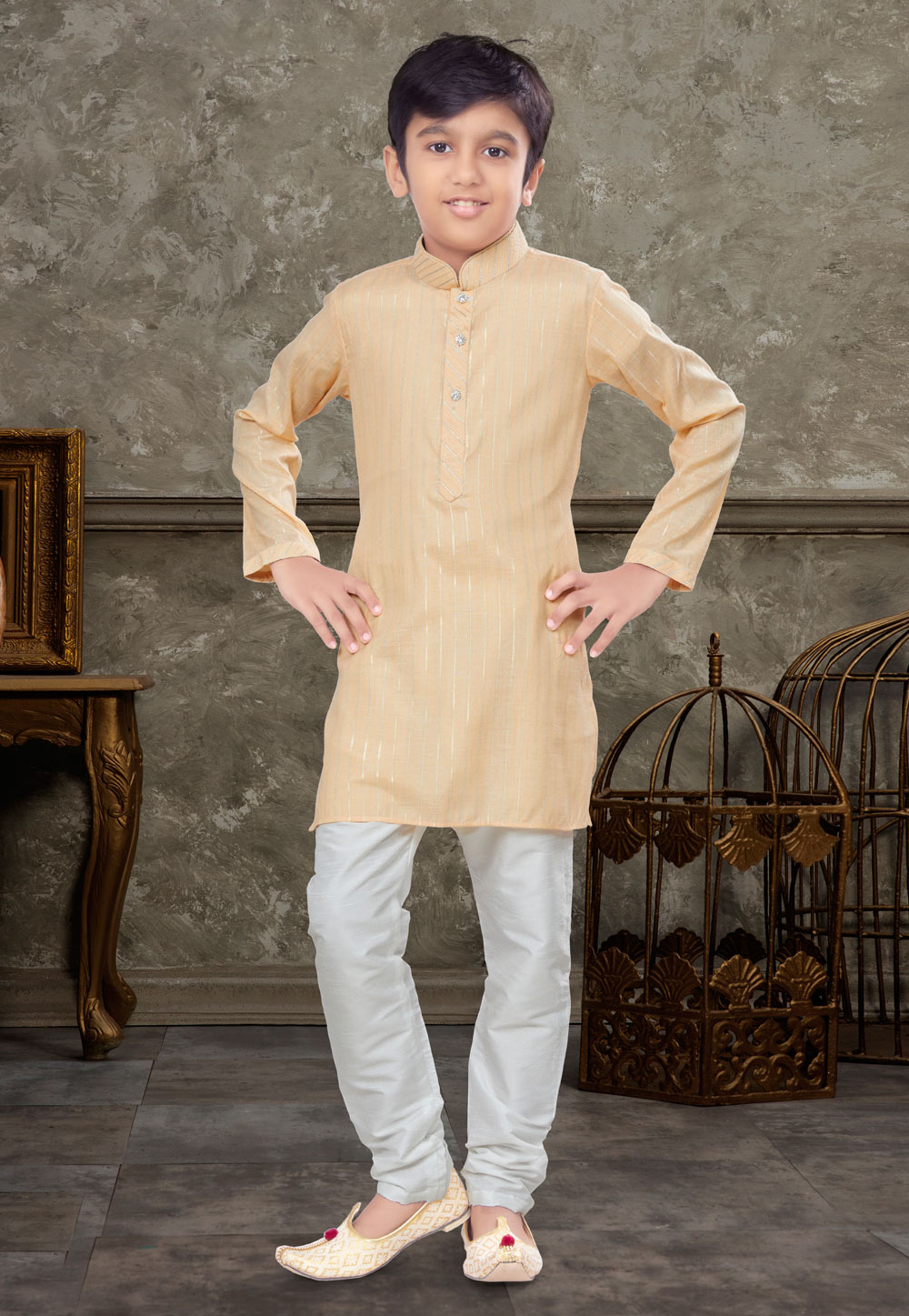 Yellow Cotton Kids Kurta Pajama 271003