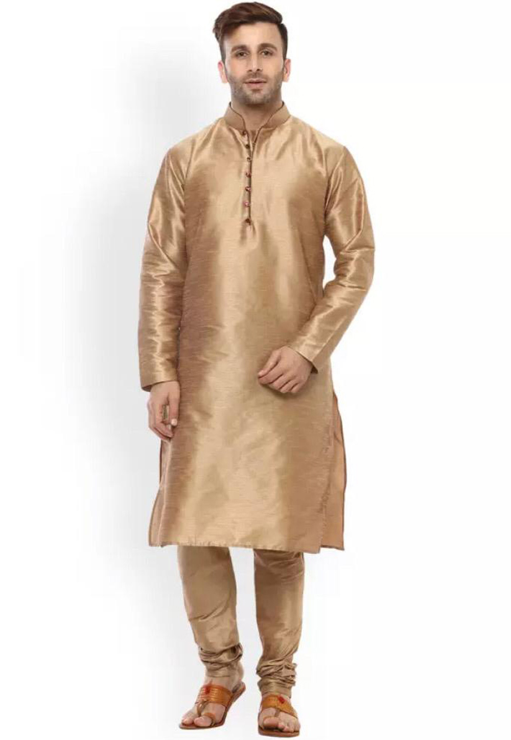 Golden Dupion Readymade Kurta Pajama 160518