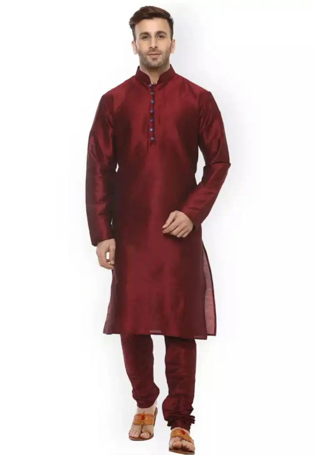 Maroon Dupion Readymade Kurta Pajama 160519