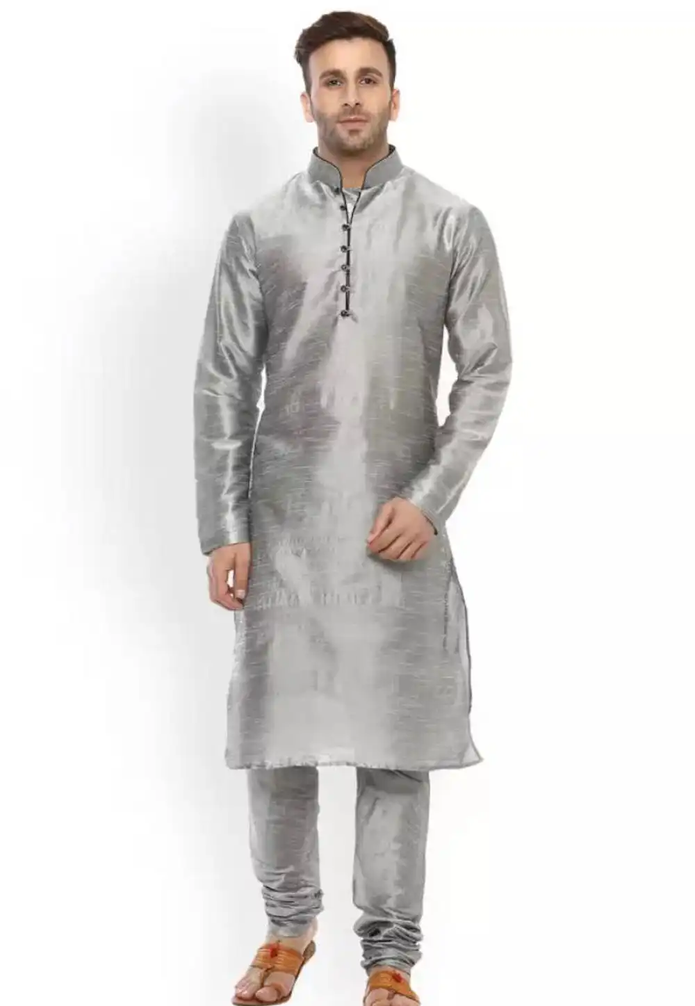 Silver Dupion Readymade Kurta Pajama 160521
