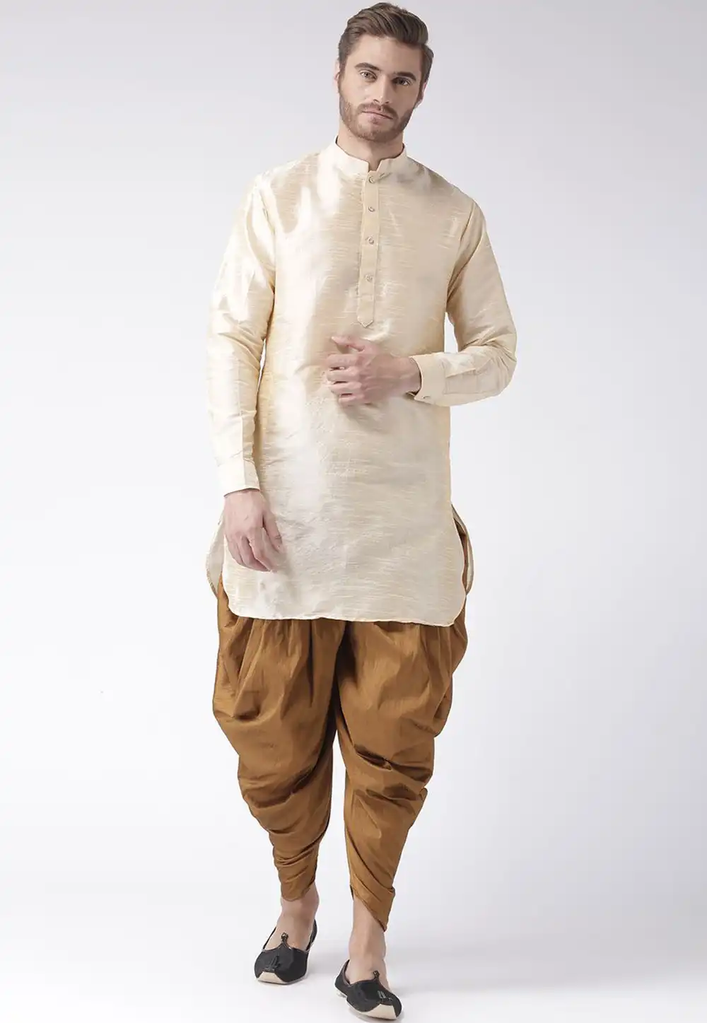 Beige Dupion Readymade Indo Western Suit 160522