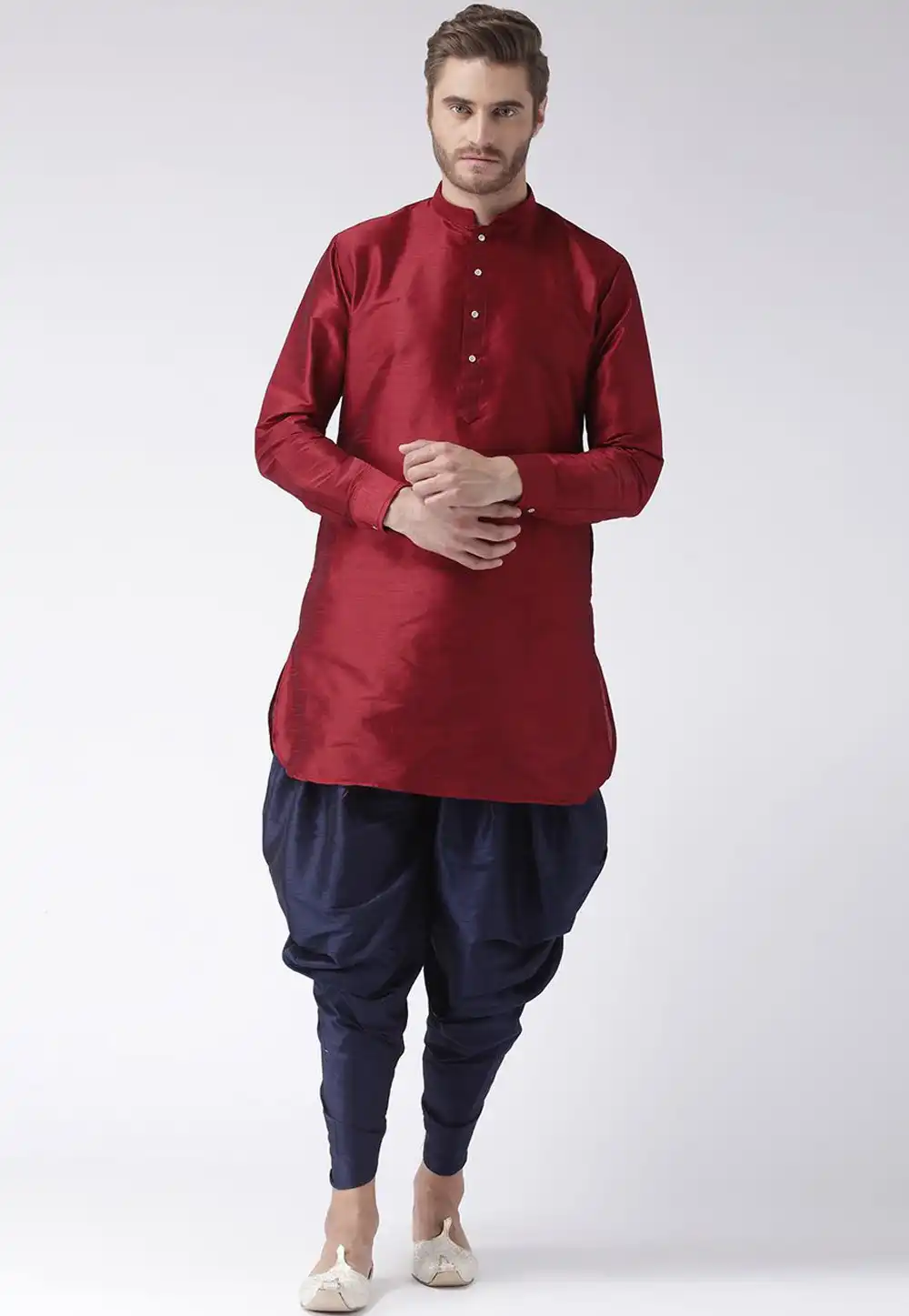 Maroon Dupion Readymade Indo Western Suit 160523