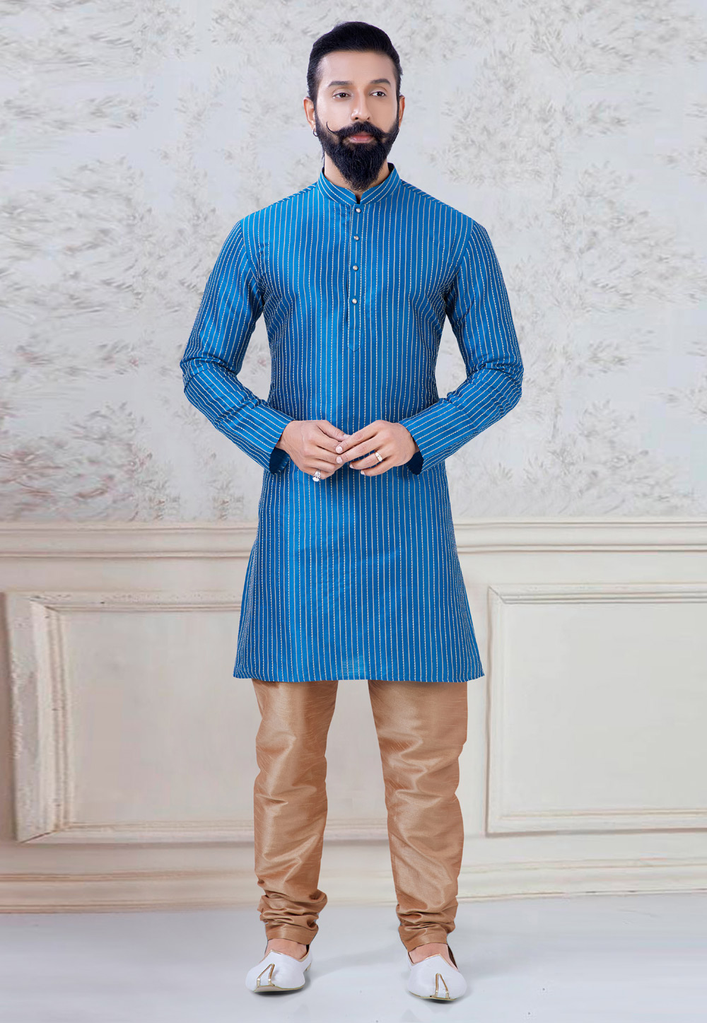 Blue Silk Kurta Pajama 245477