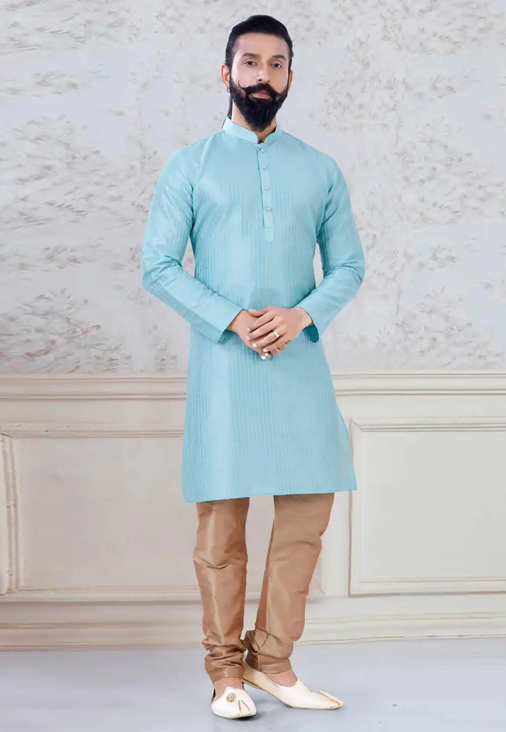 Sky Blue Silk Kurta Pajama 245478