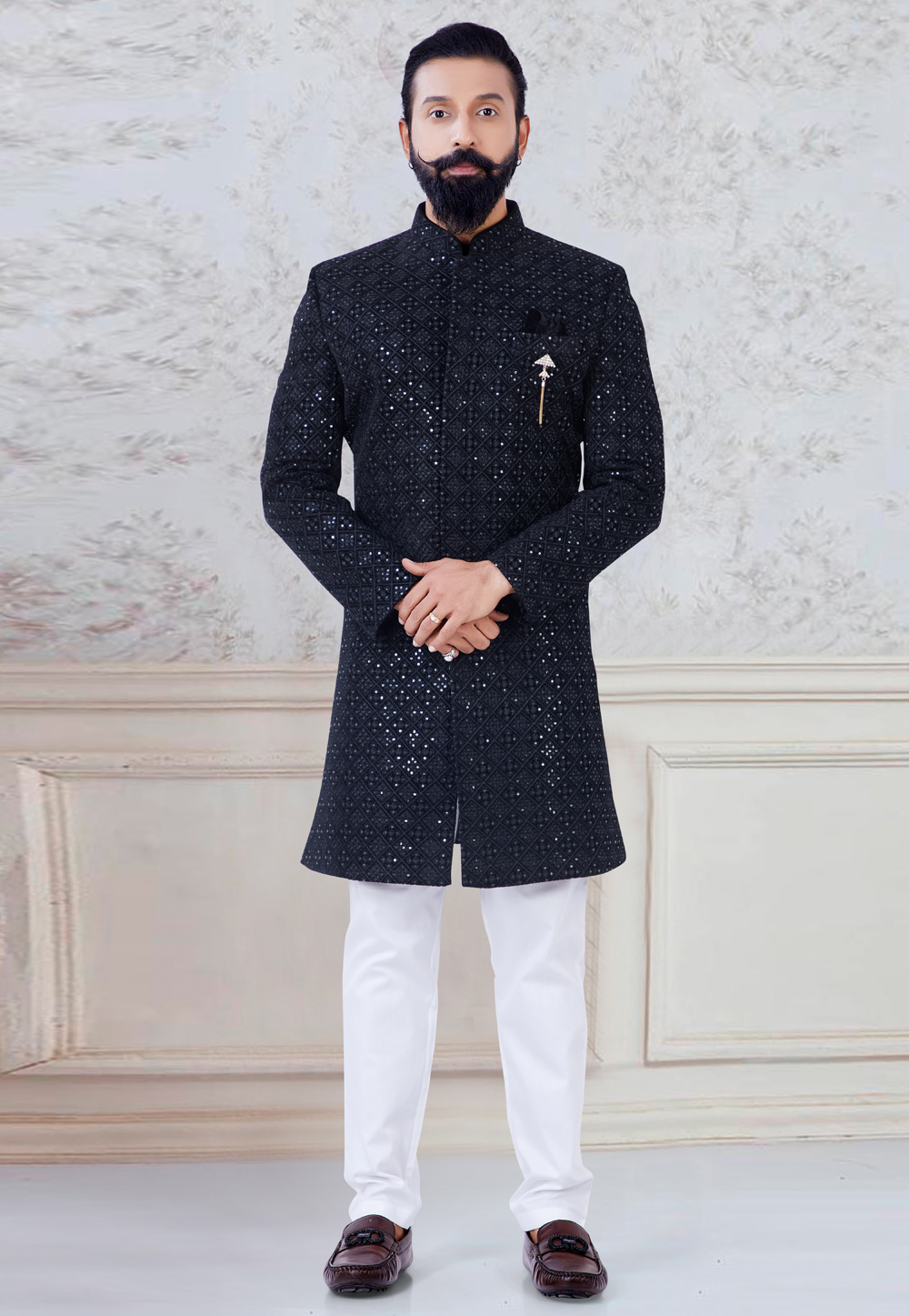 Black Velvet Indo Western Suit 245440