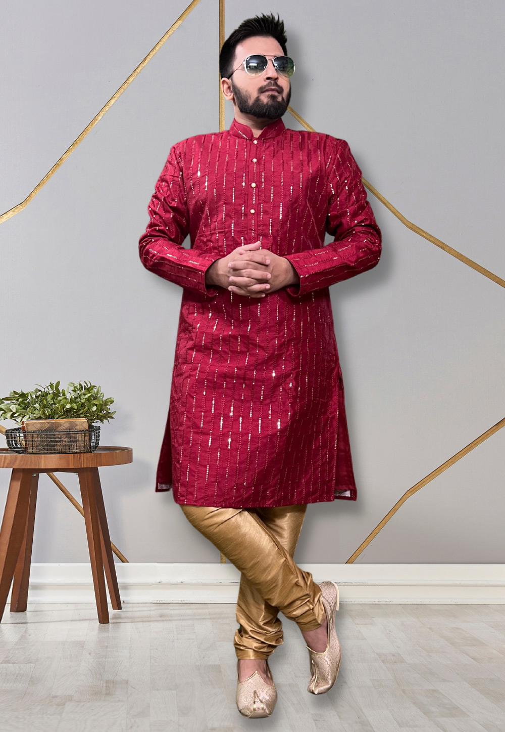 Maroon Silk Kurta Pajama 265261