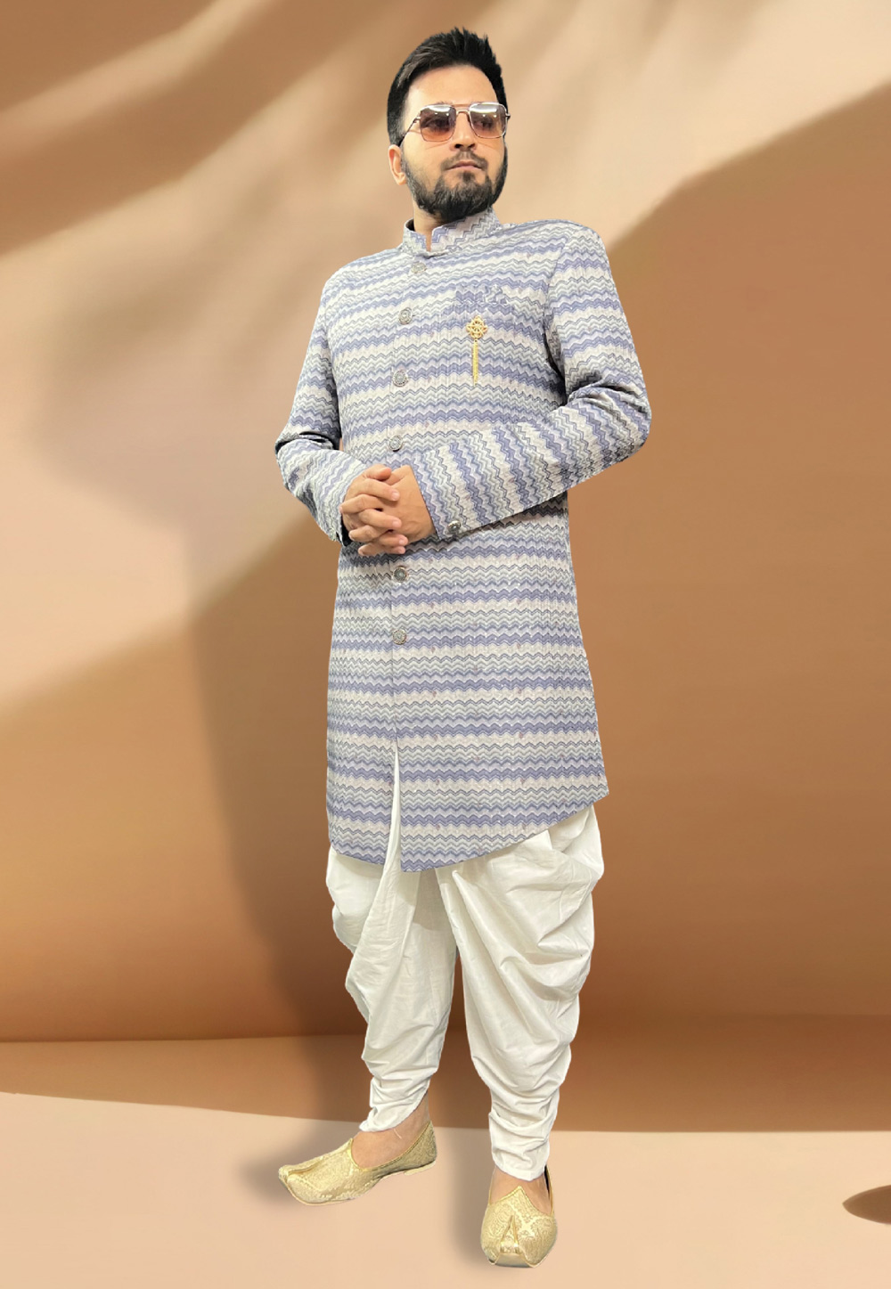 Off White Silk Dhoti Sherwani 266161