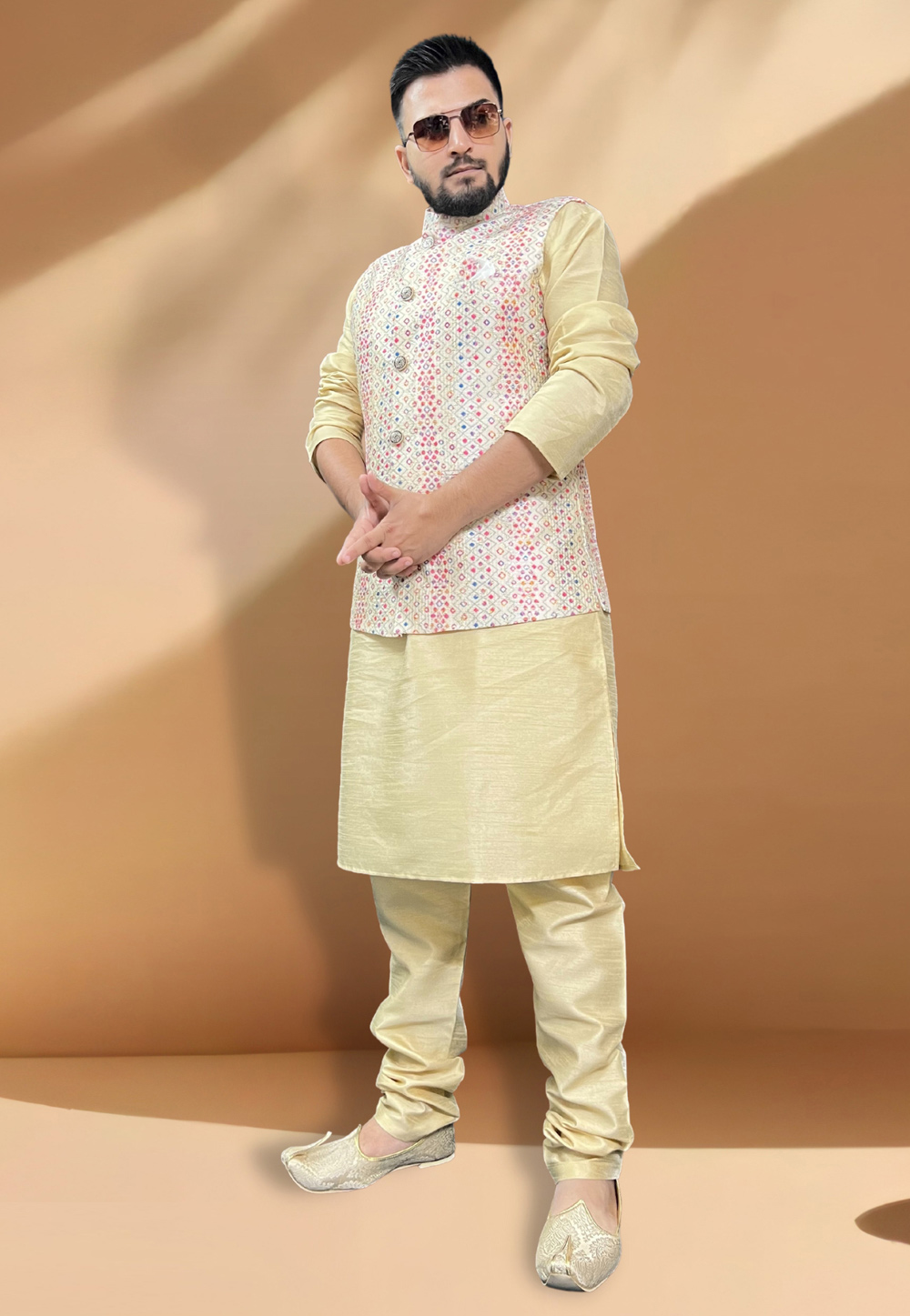 Multicolor Silk Kurta Pajama With Jacket 267426
