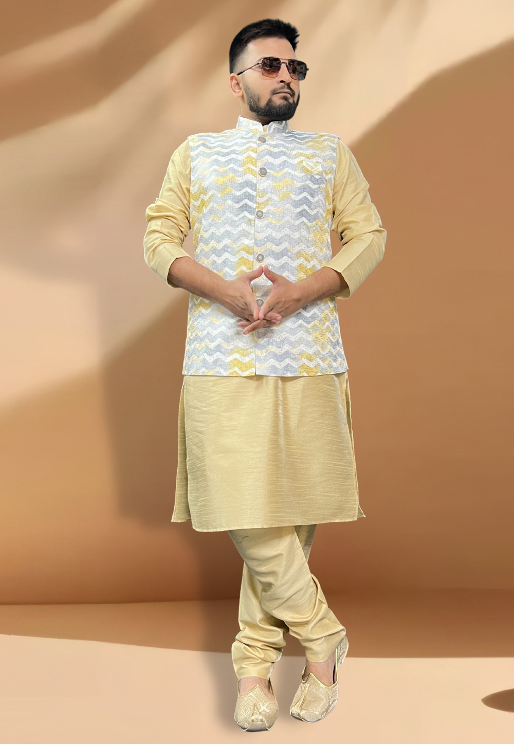 Grey Silk Kurta Pajama With Jacket 267429