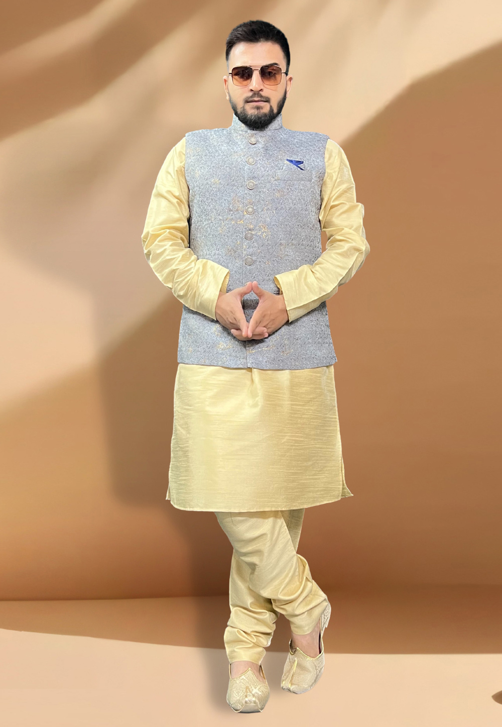 Grey Silk Kurta Pajama With Jacket 267433