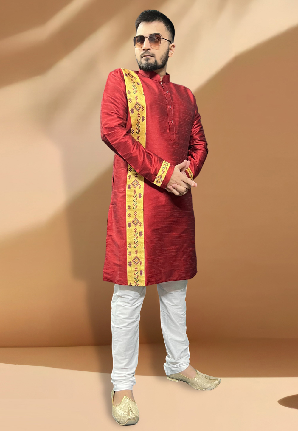 Maroon Silk Kurta Pajama 268112