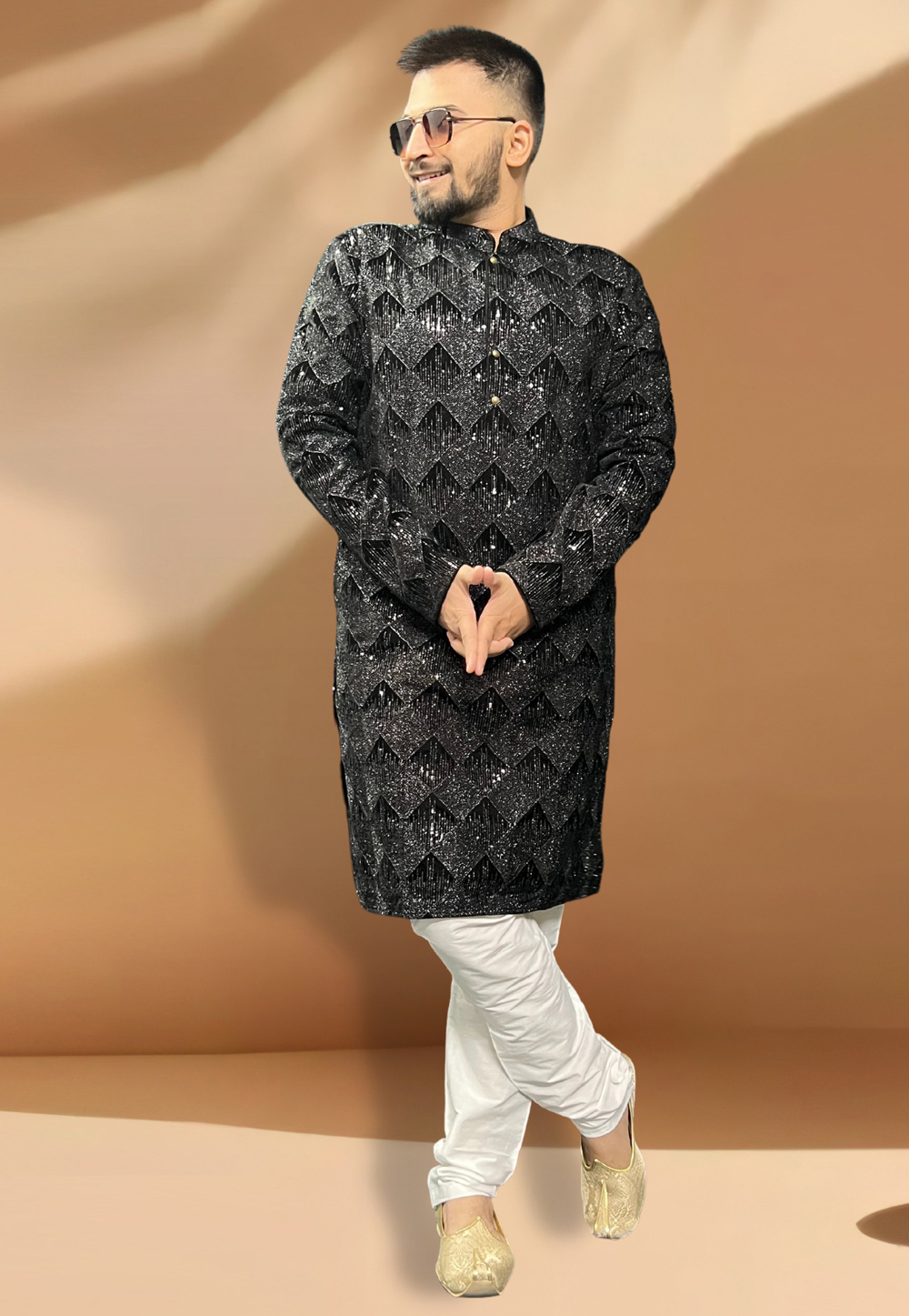 Black Velvet Kurta Pajama 268115