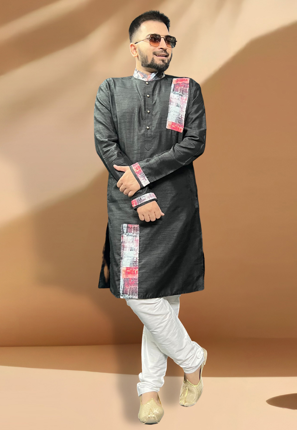 Grey Silk Kurta Pajama 268116