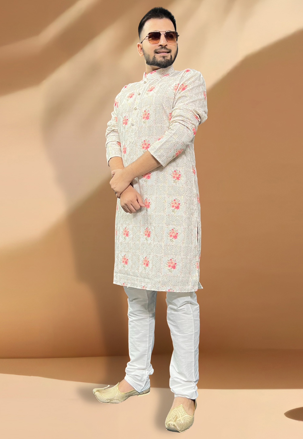 Off White Cotton Kurta Pajama 268119