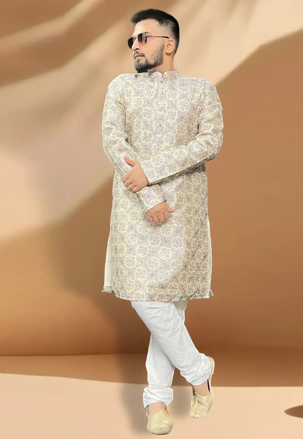 Cream Silk Kurta Pajama 268123