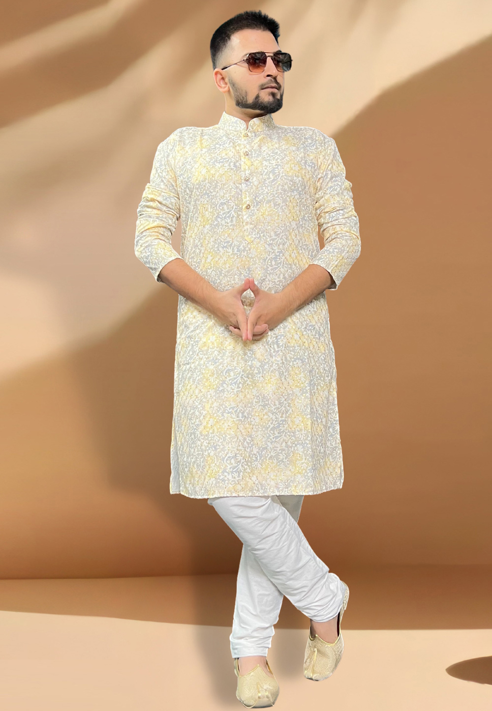 Off White Cotton Kurta Pajama 268125