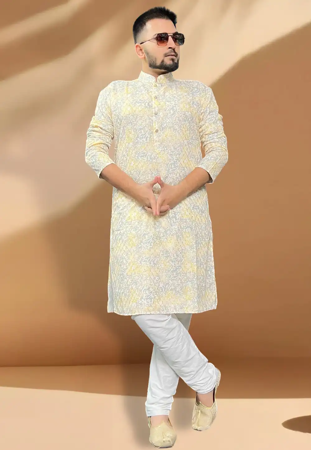 Off White Cotton Kurta Pajama 268125