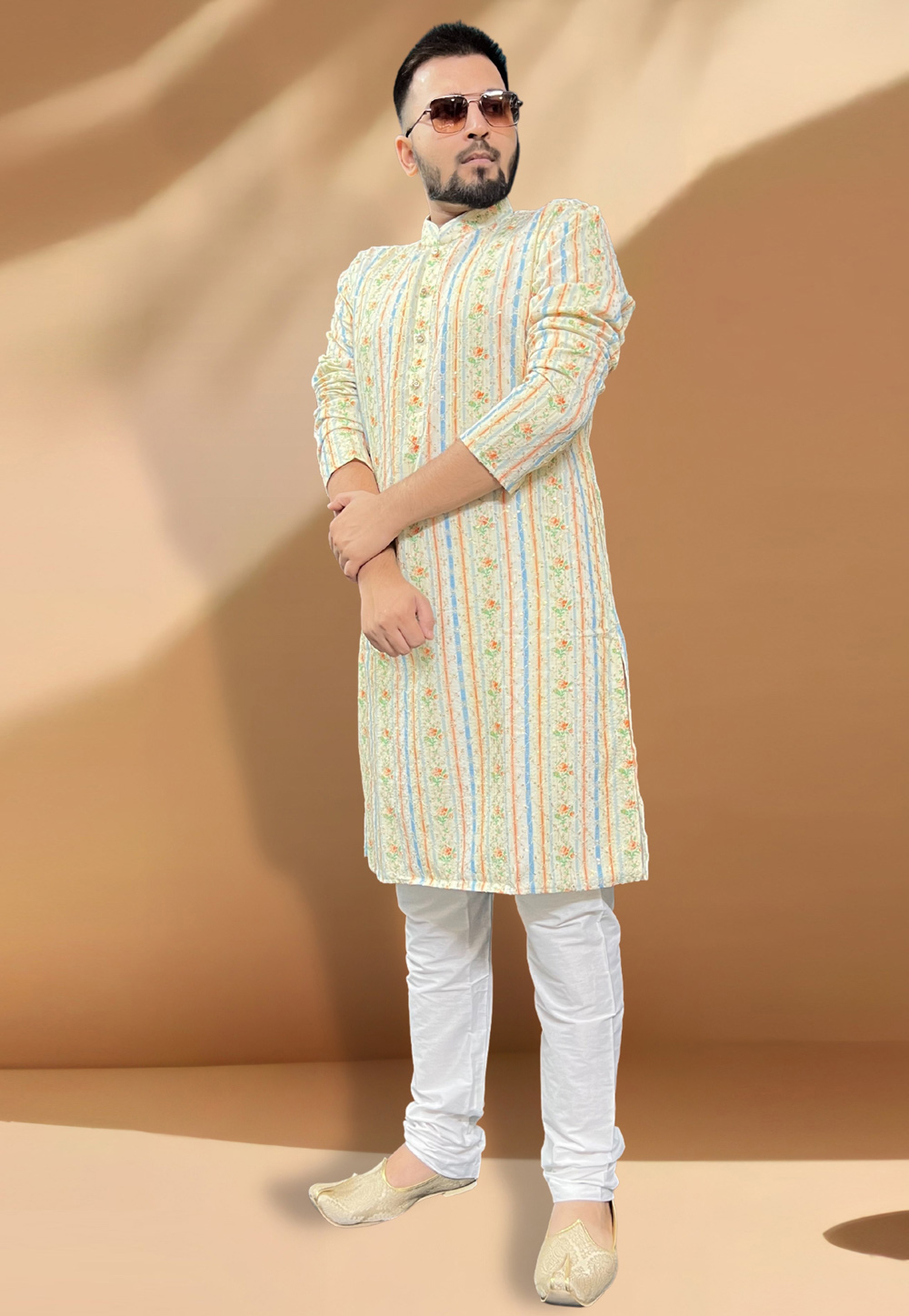 Cream Cotton Kurta Pajama 268127