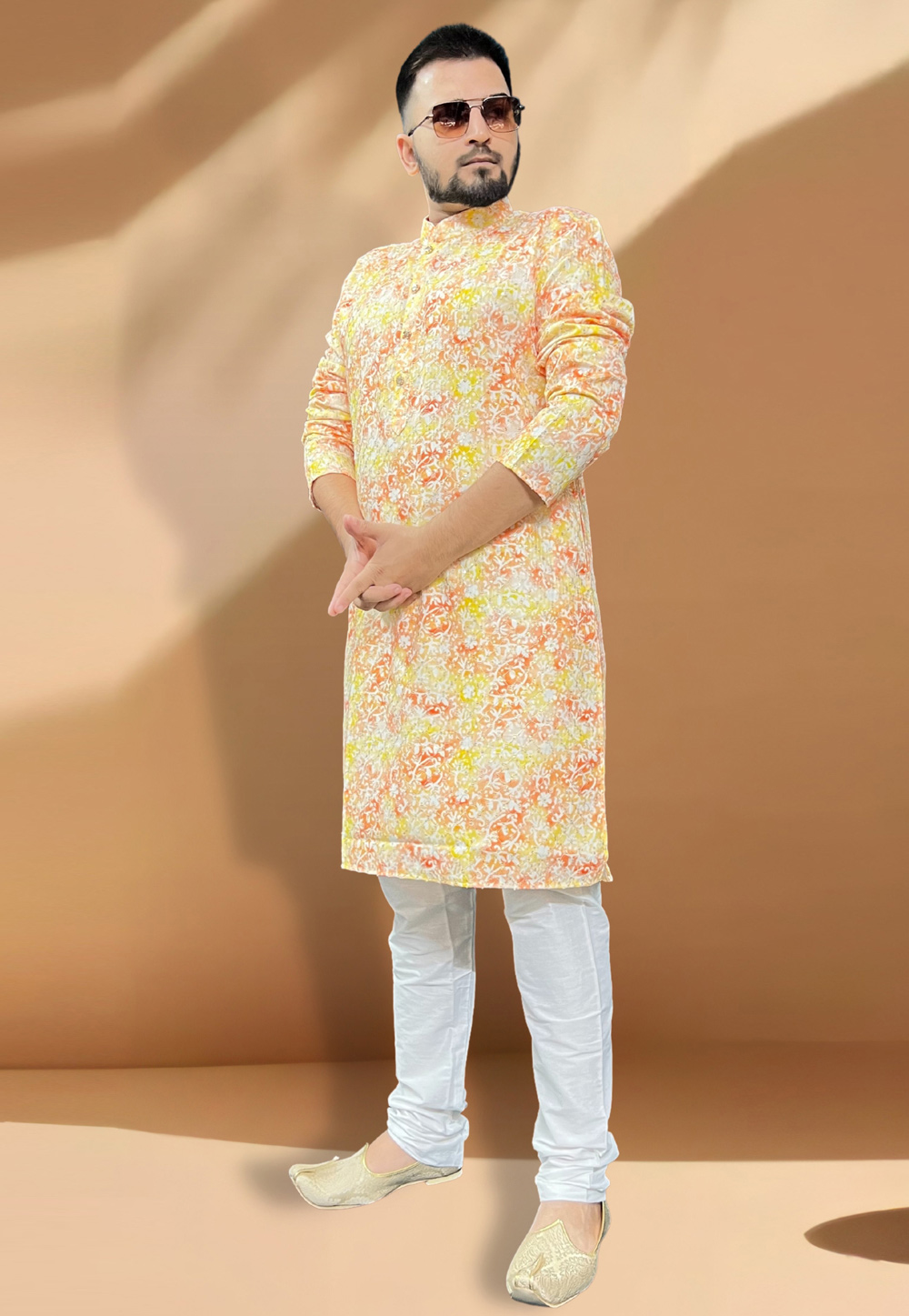 Yellow Cotton Kurta Pajama 268130