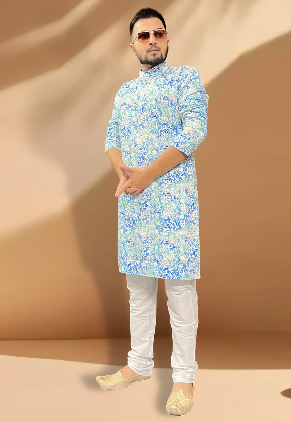 Sky Blue Cotton Kurta Pajama 268131