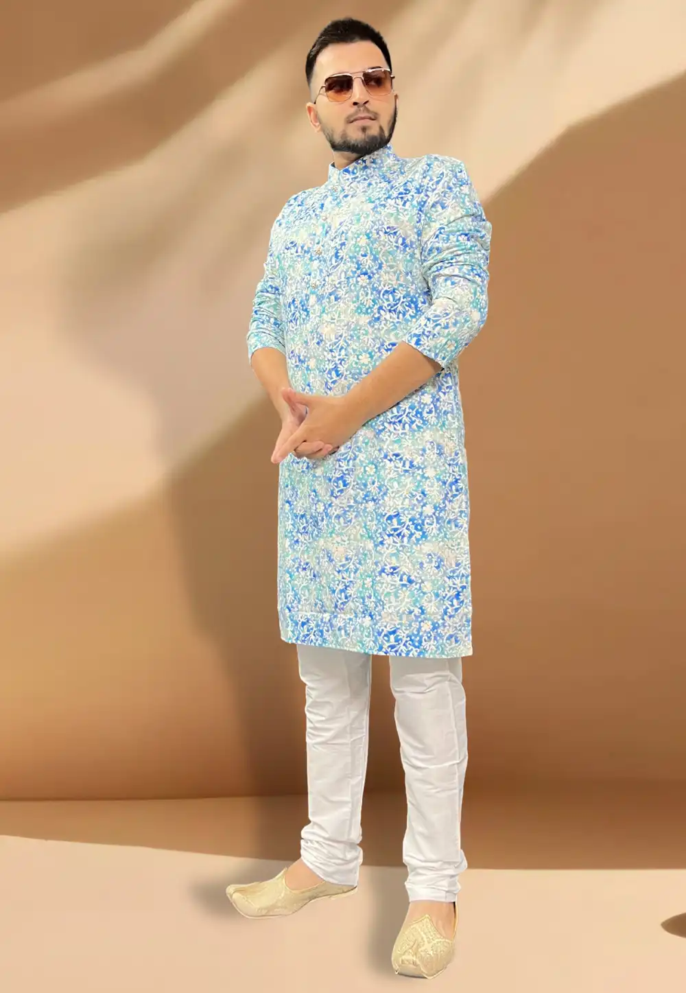 Sky Blue Cotton Kurta Pajama 268131