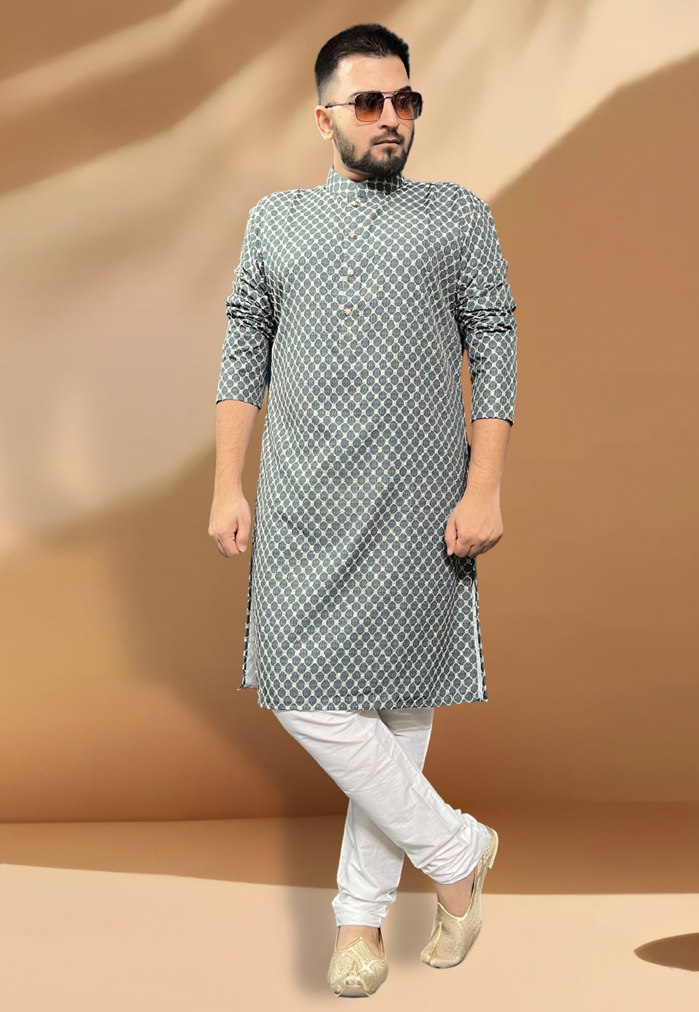 Grey Cotton Kurta Pajama 268132