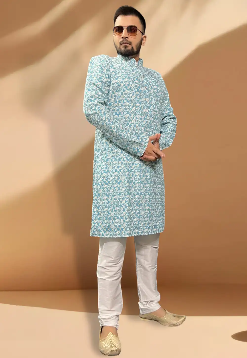 Sky Blue Cotton Kurta Pajama 268141