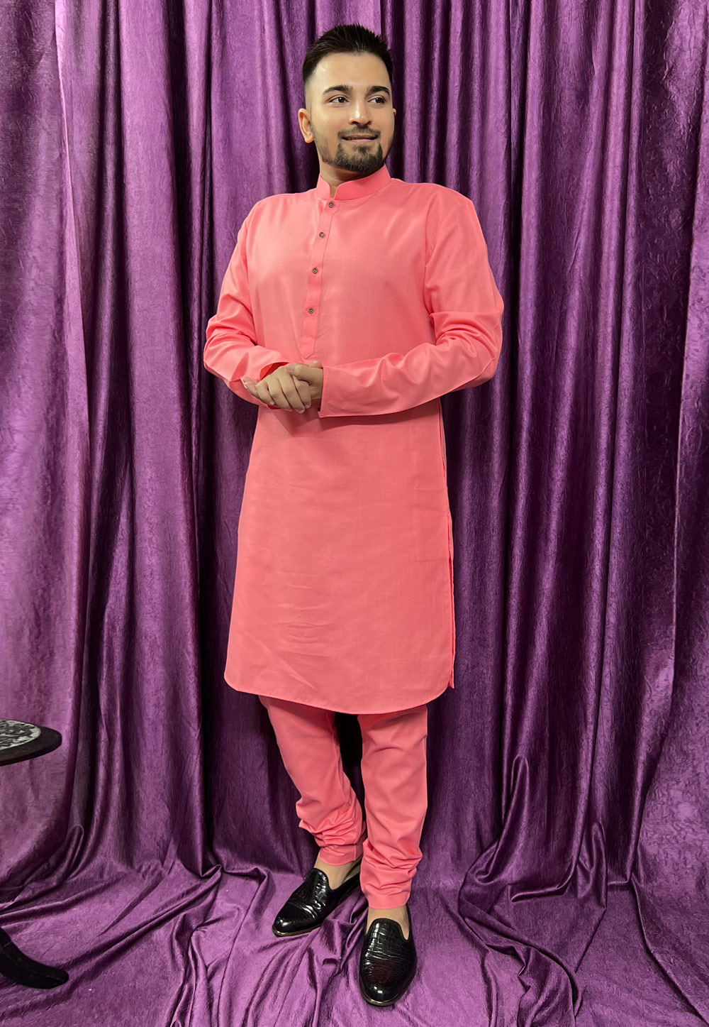 Pink Cotton Kurta Pajama 271263
