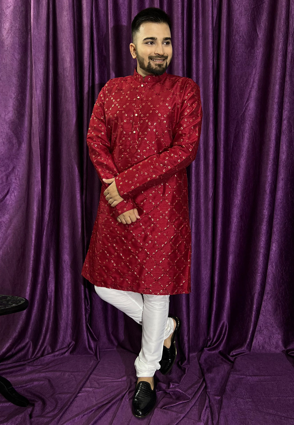 Maroon Silk Kurta Pajama 271269