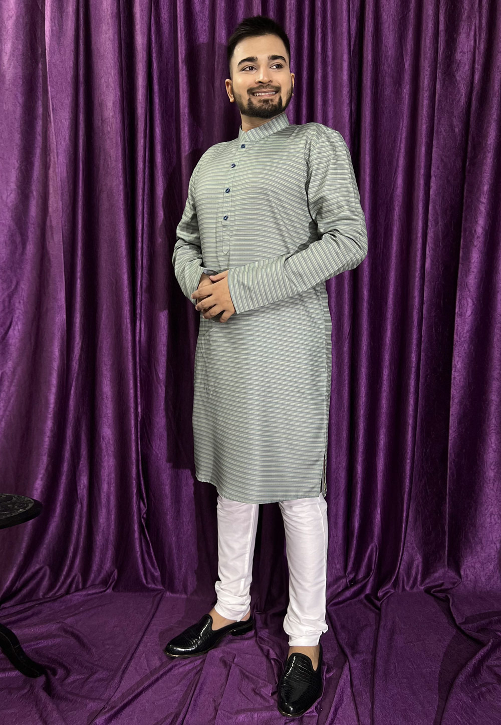 Grey Cotton Kurta Pajama 271278