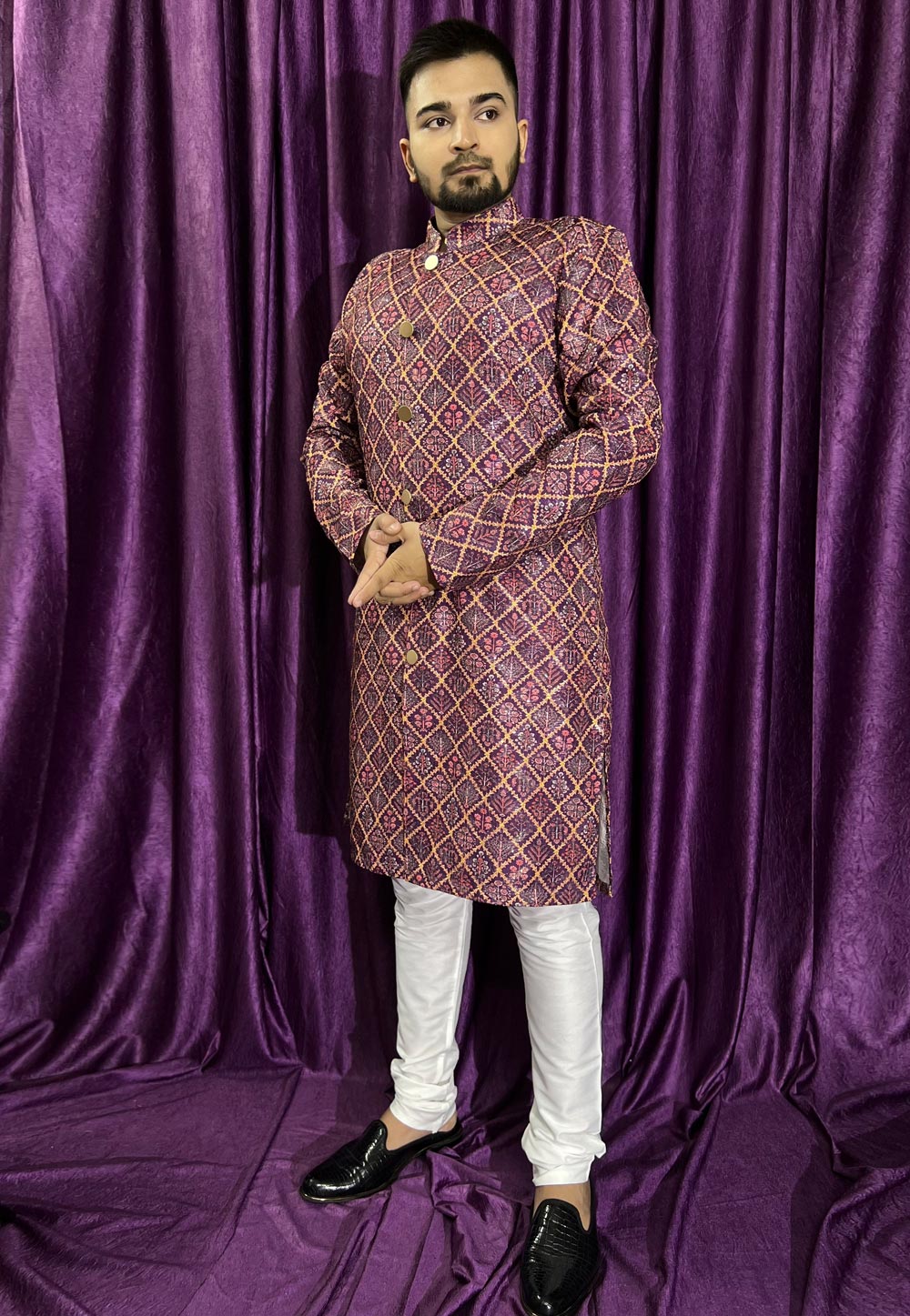 Purple Cotton Kurta Pajama 271282