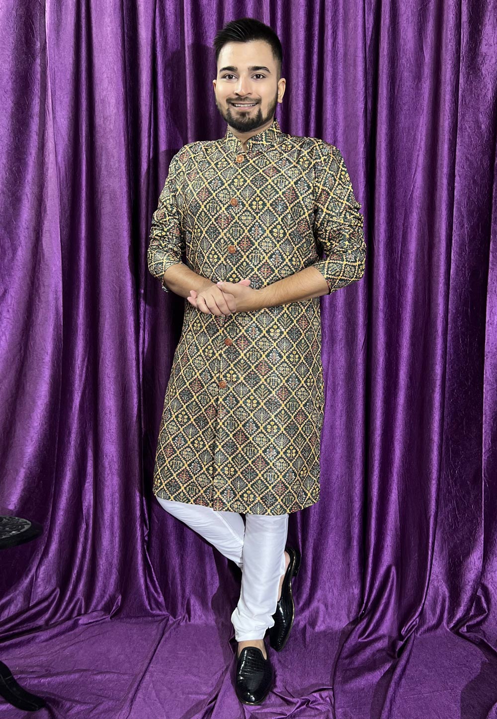 Green Cotton Kurta Pajama 271283
