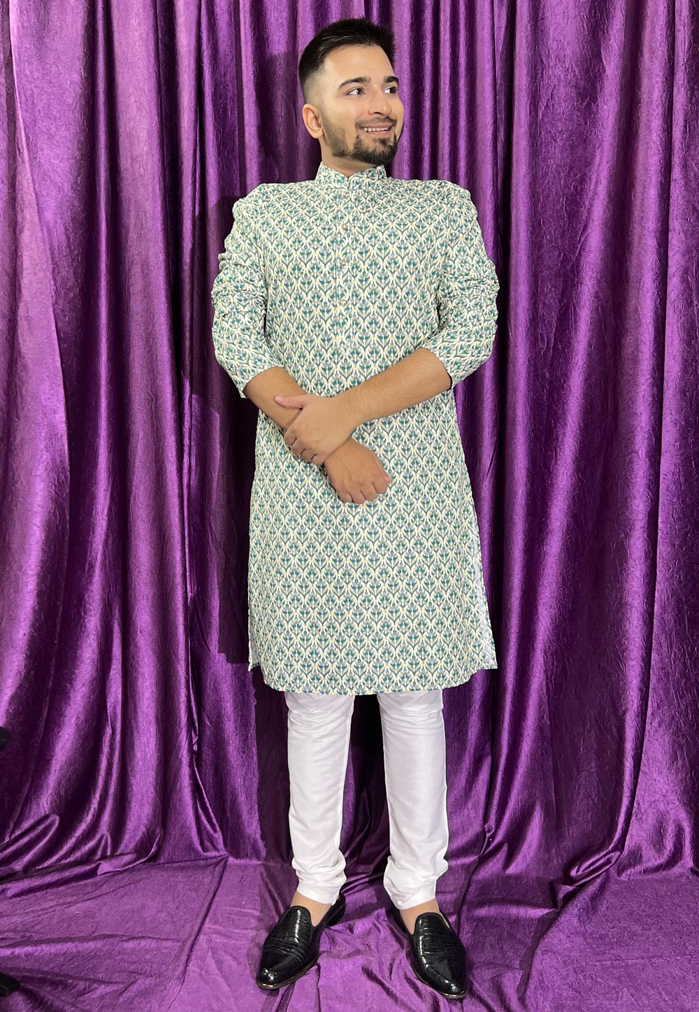 Green Cotton Kurta Pajama 271286