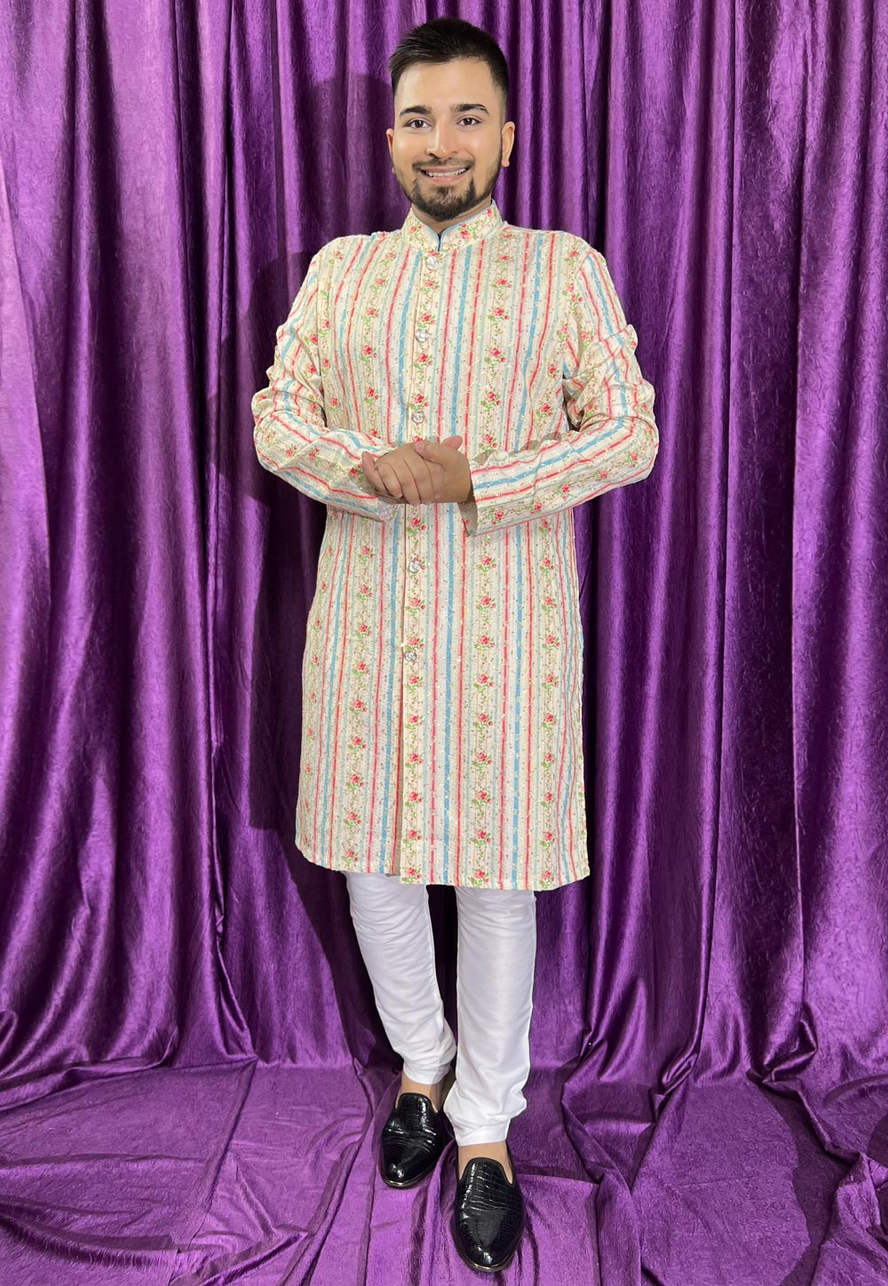 Cream Cotton Kurta Pajama 271288