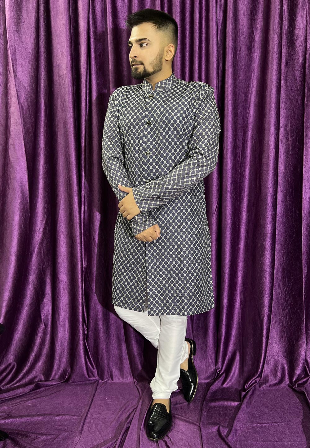 Grey Cotton Kurta Pajama 271289