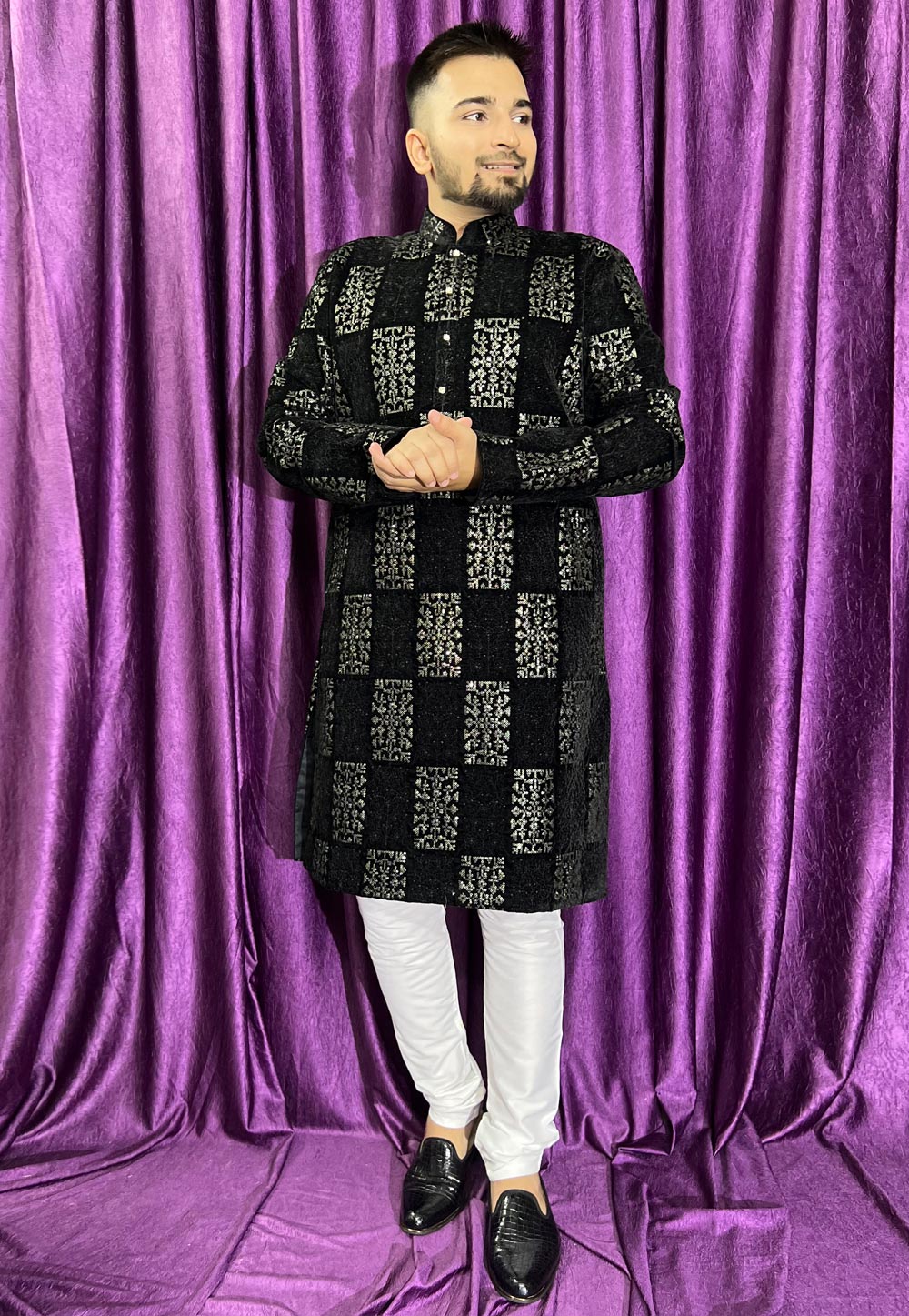 Black Velvet Kurta Pajama 271304