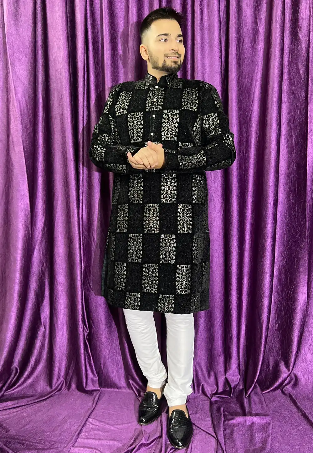 Black Velvet Kurta Pajama 271304