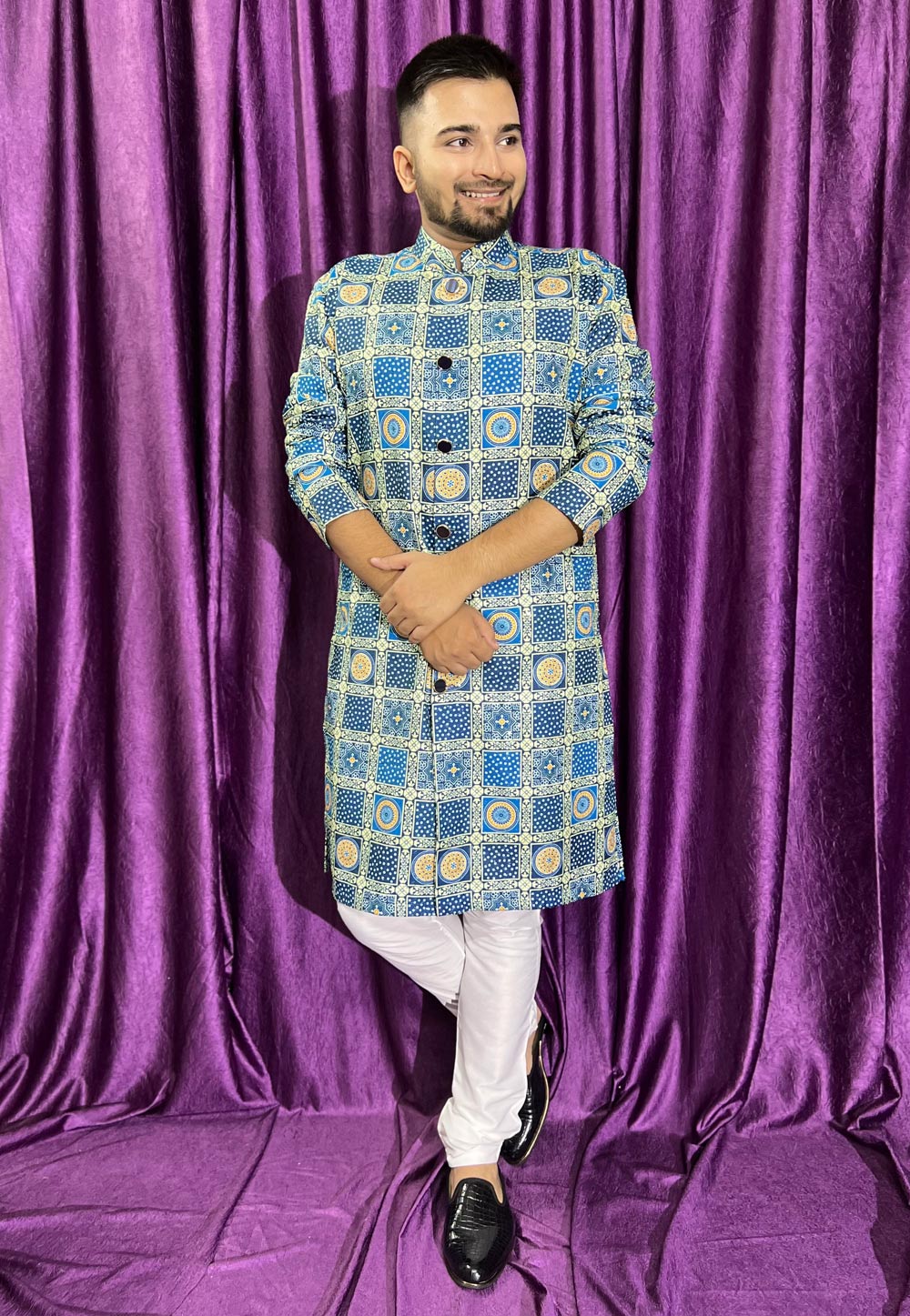 Sky Blue Cotton Kurta Pajama 271314