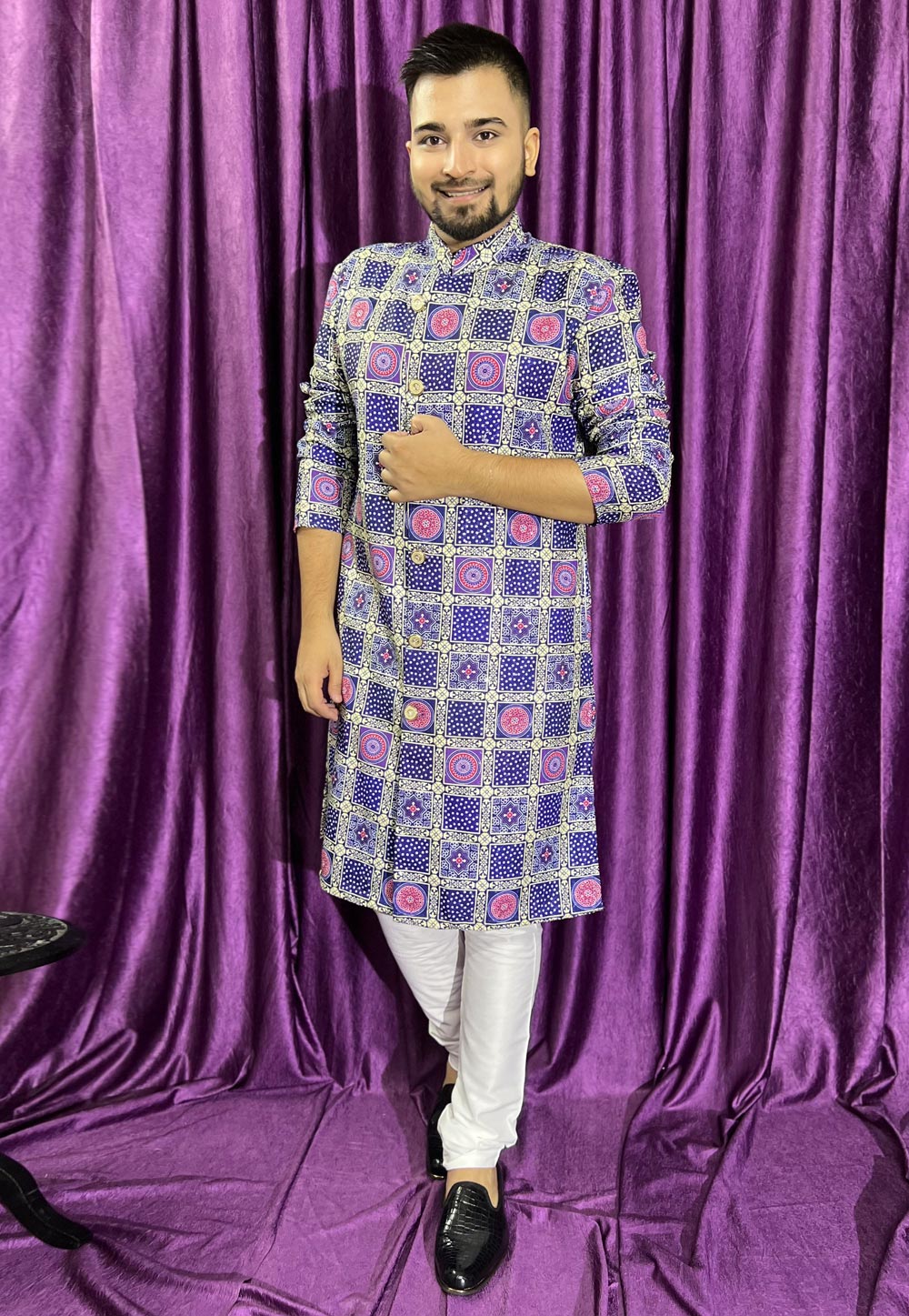Blue Cotton Kurta Pajama 271315