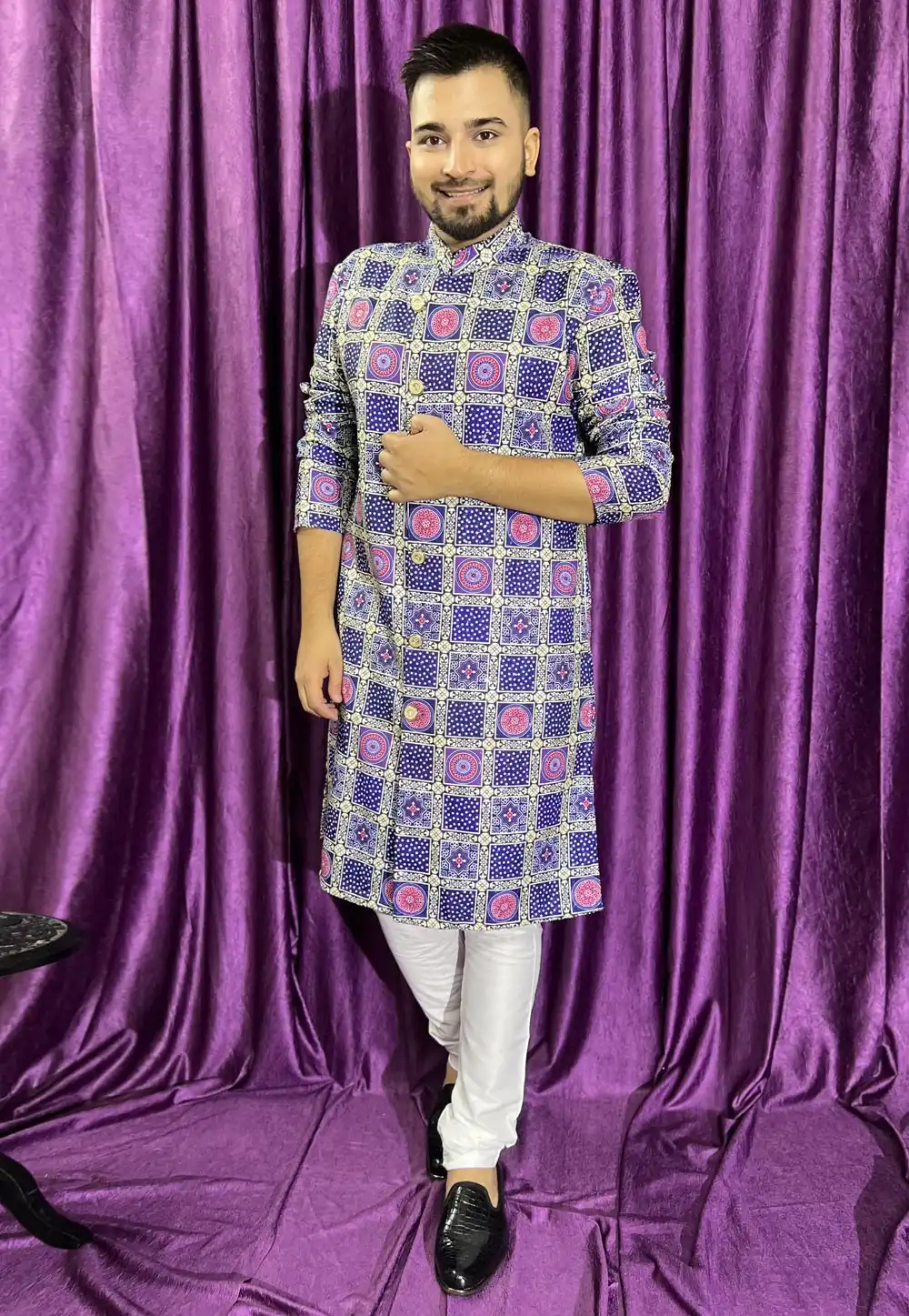 Blue Cotton Kurta Pajama 271315
