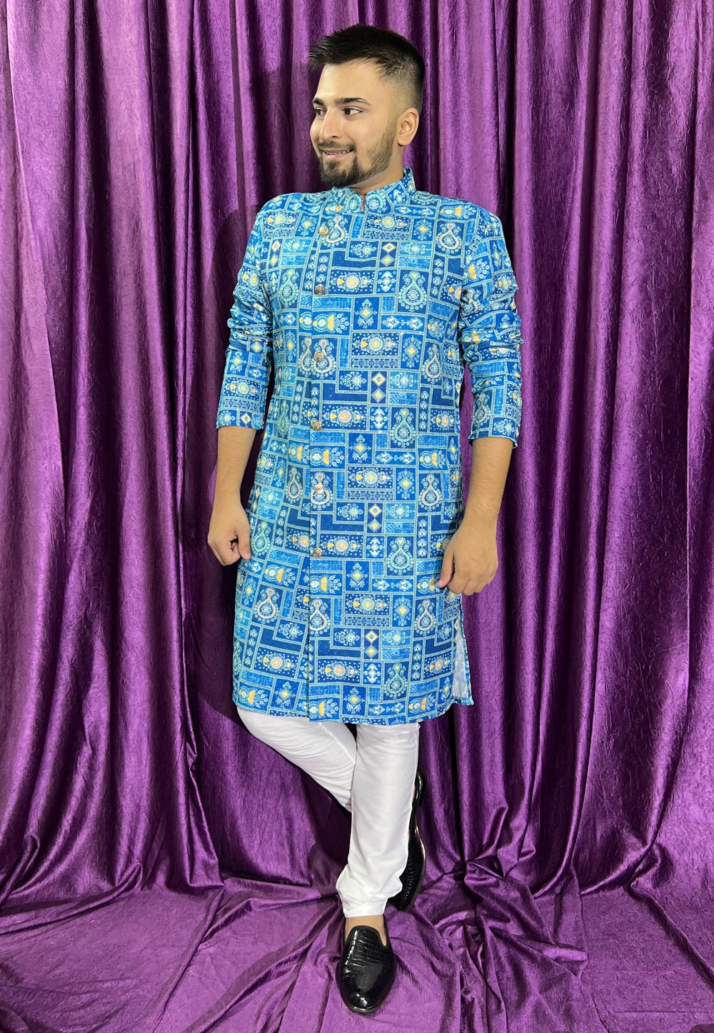 Sky Blue Cotton Kurta Pajama 271320