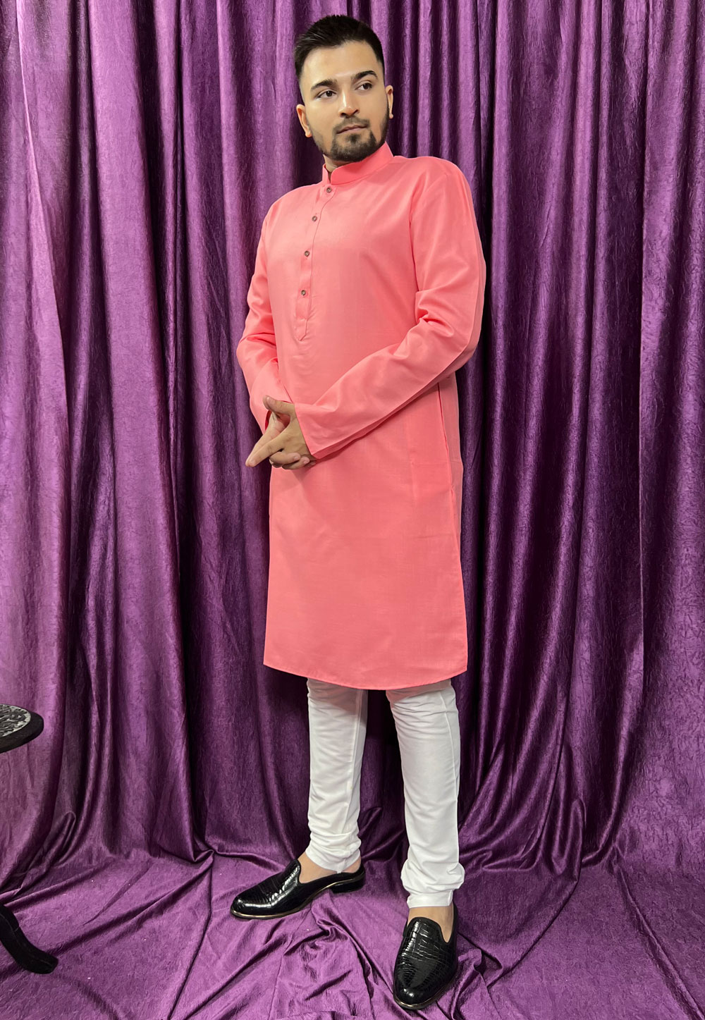 Pink Cotton Kurta Pajama 271327