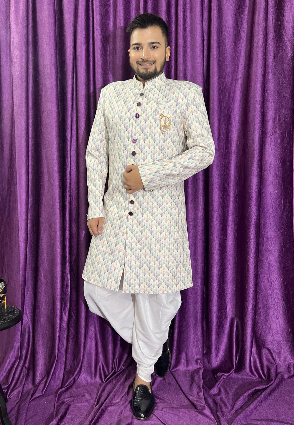Cream Cotton Dhoti Sherwani 271507