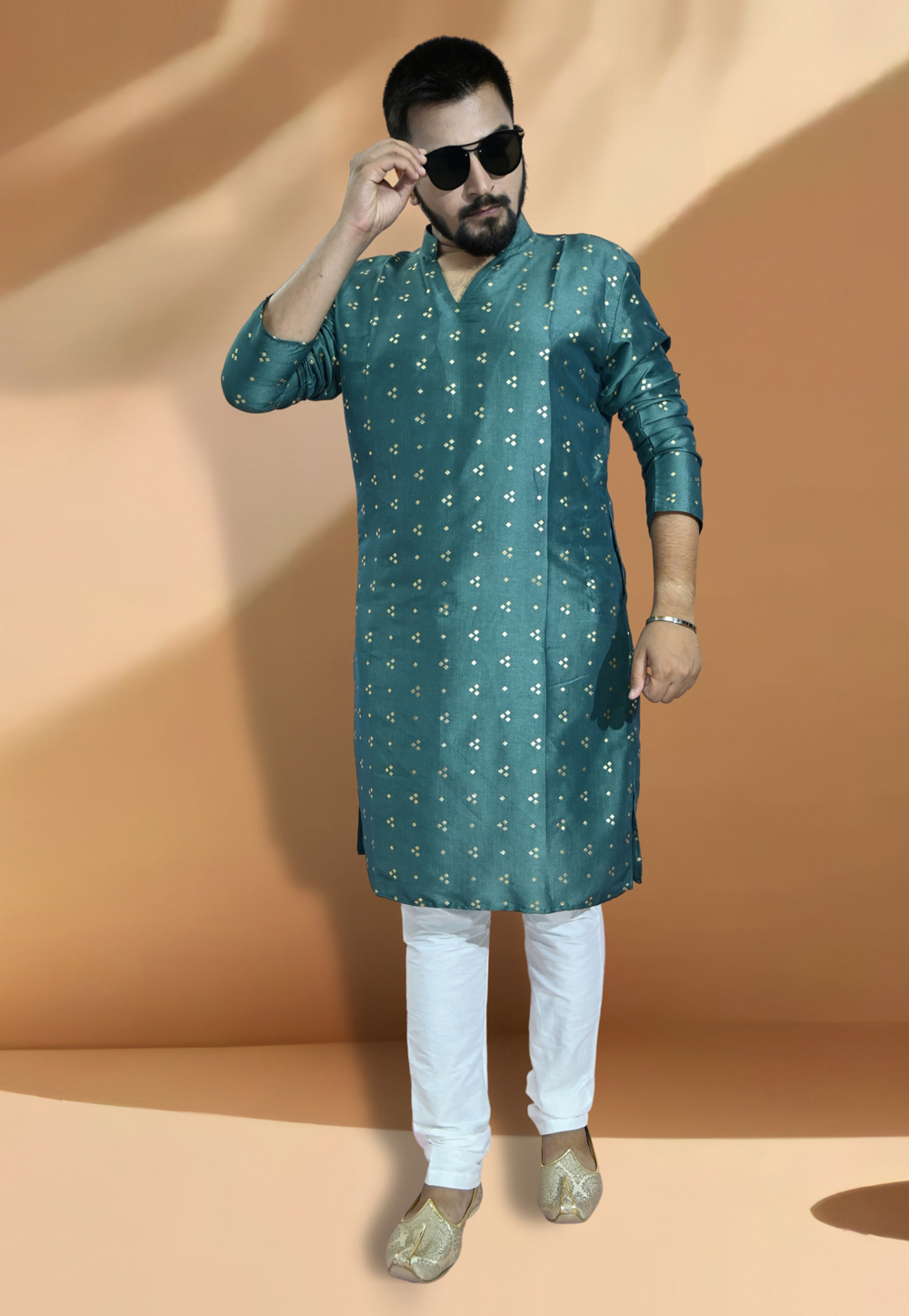 Teal Silk Kurta Pajama 275655
