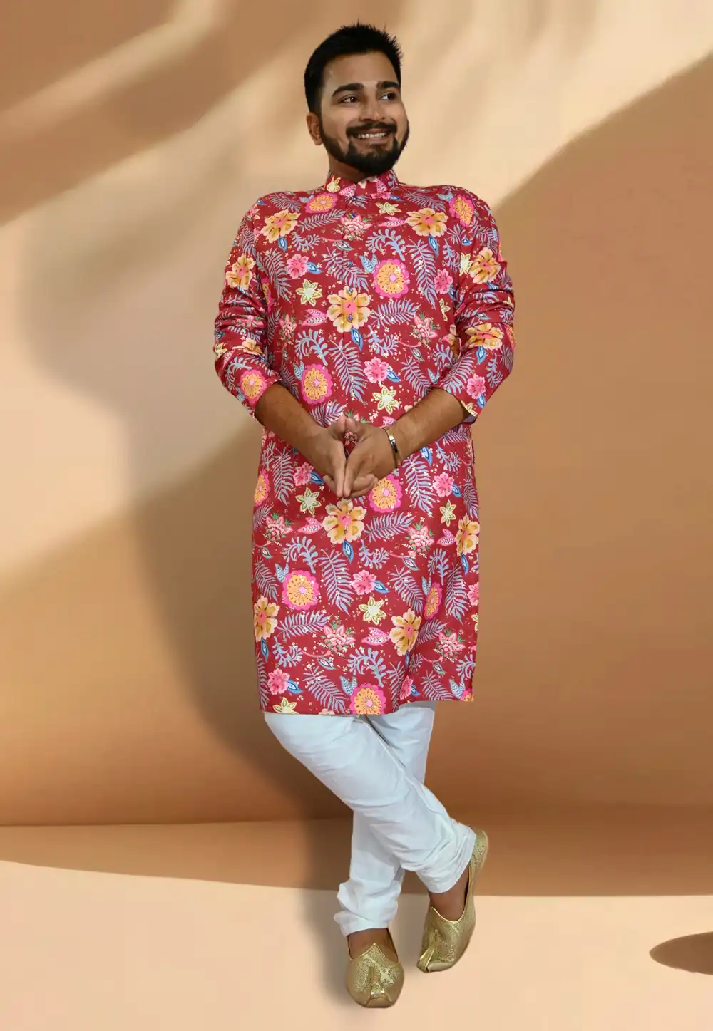 Maroon Cotton Printed Kurta Pajama 275664