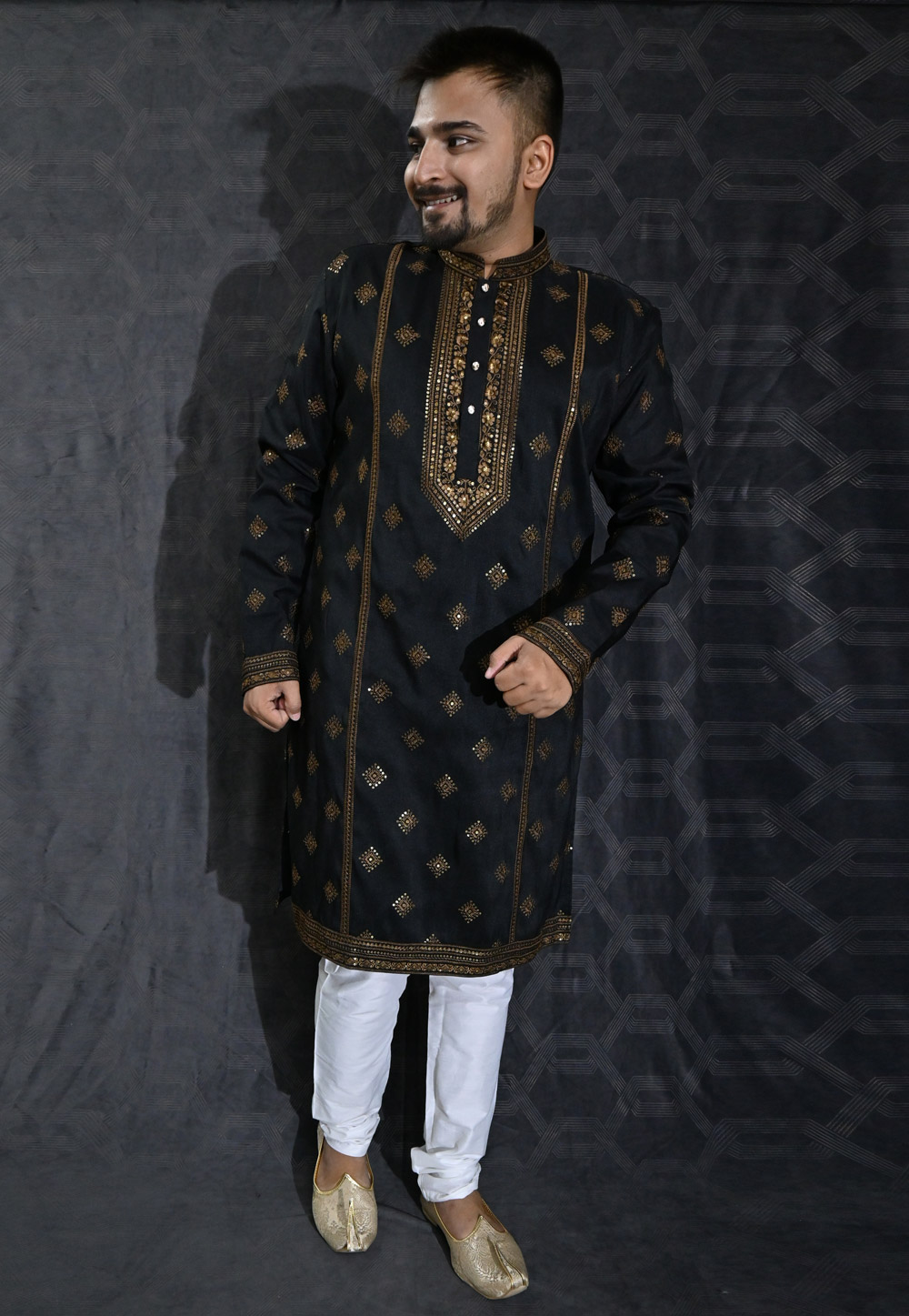 Black Silk Kurta Pajama 275970
