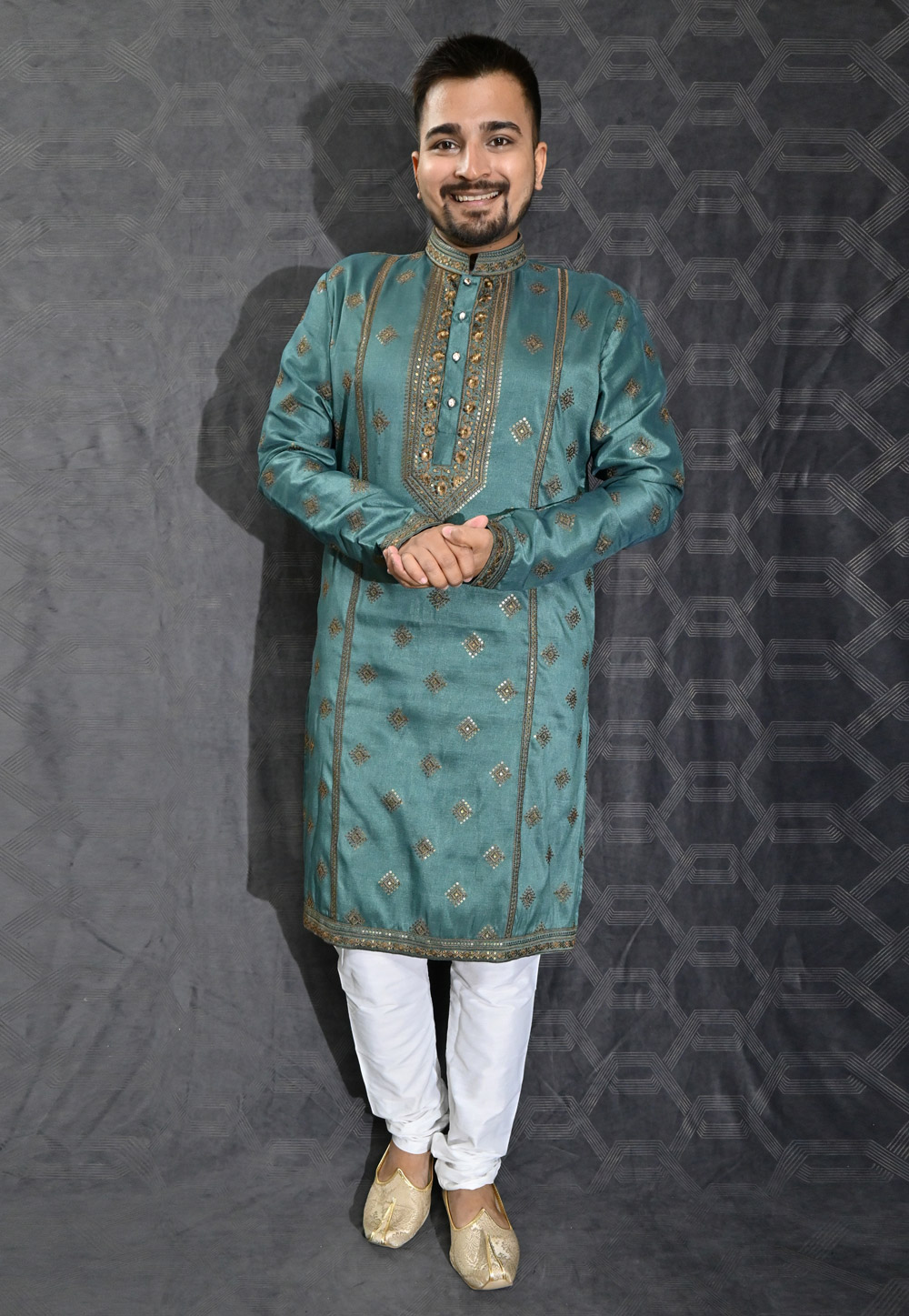Sea Green Silk Kurta Pajama 275973