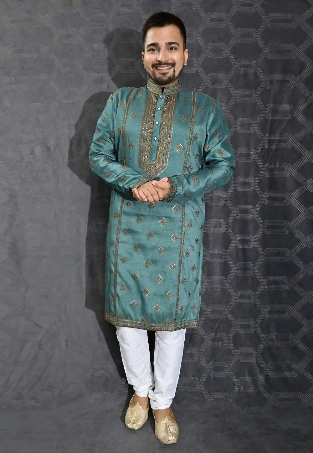 Sea Green Silk Kurta Pajama 275973
